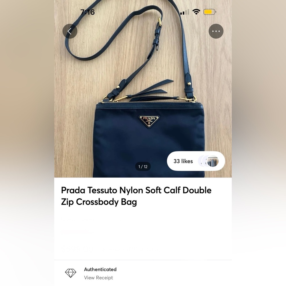 Prada Tessuto Nylon Soft Calf Double Zip crossbody bag - Picture 16 of 16